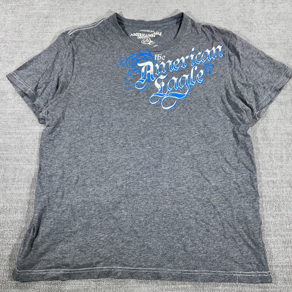 American‎ Eagle T-Shirt Mens Large Gray Excellent Vintage Fit Graphic Tee